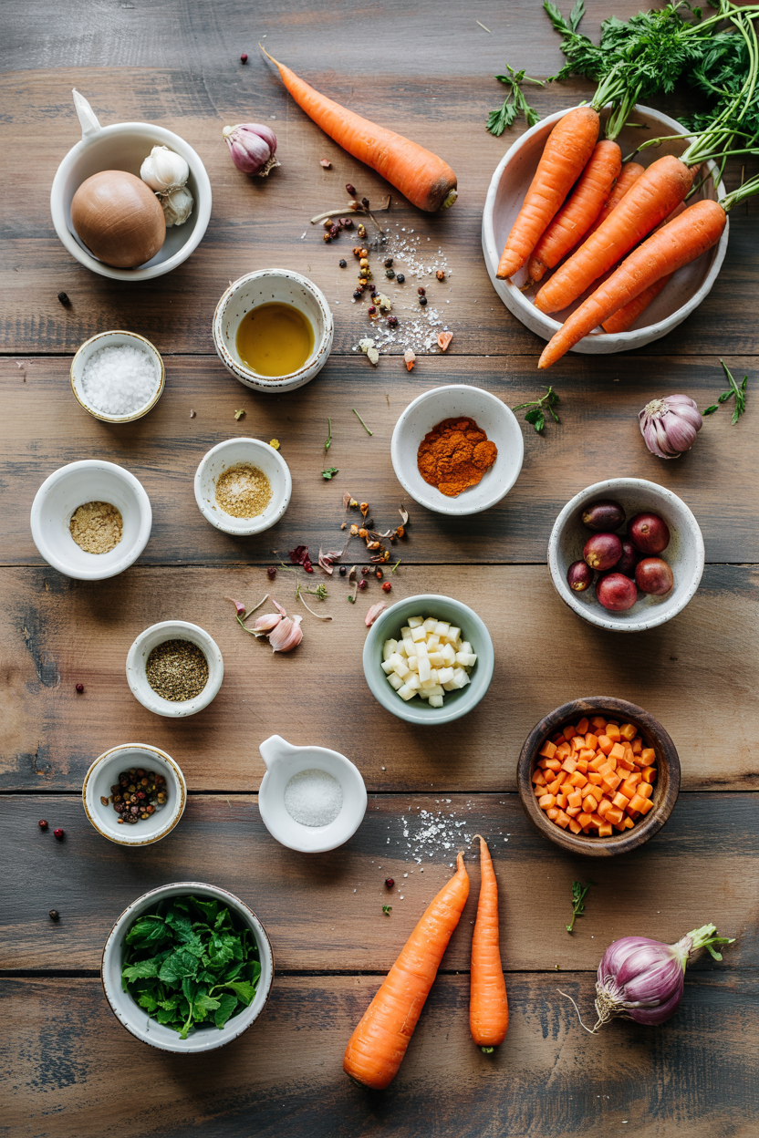 Ingredients for French Carrot Salad (Carottes Râpées)