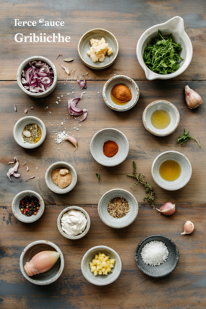 Ingredients for French Sauce Gribiche