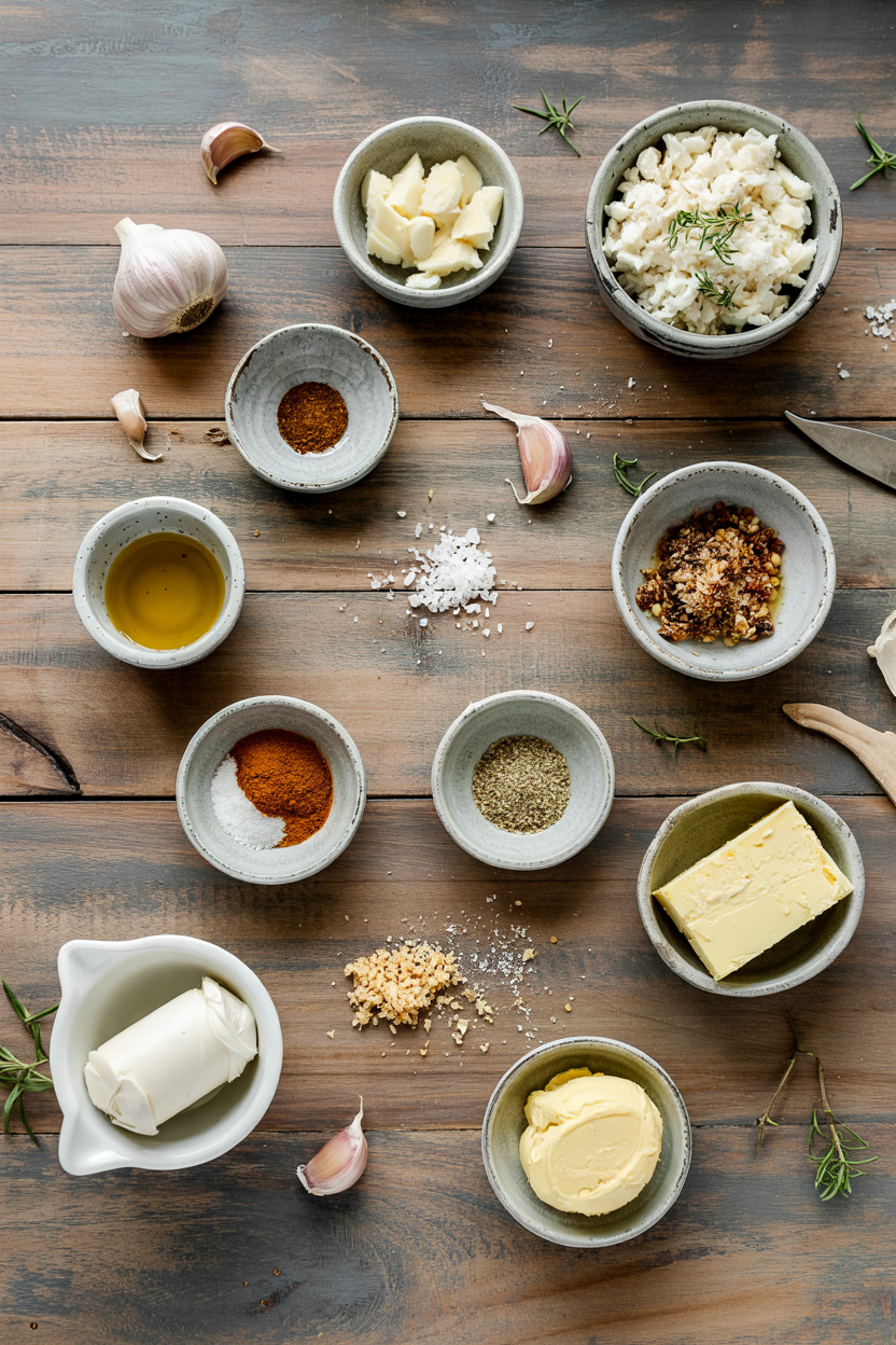 Ingredients for Garlic and Herb Compound Butter