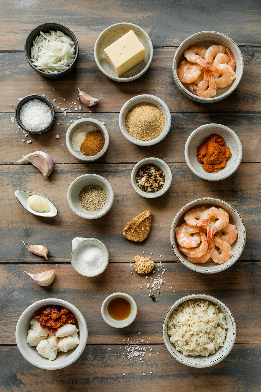 Ingredients for Garlic Butter Shrimp with Rice