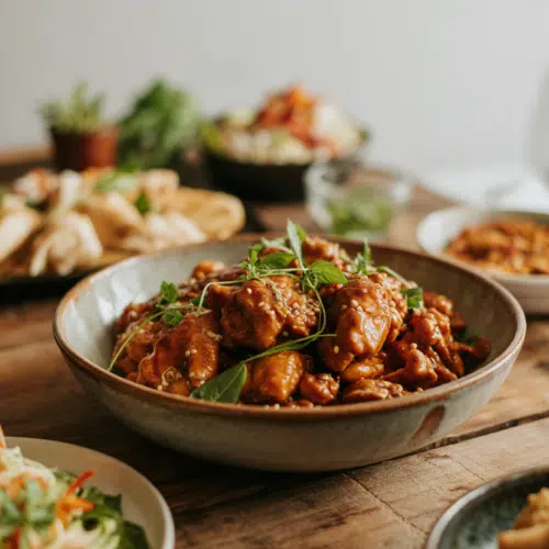 General Tso Chicken served on a plate