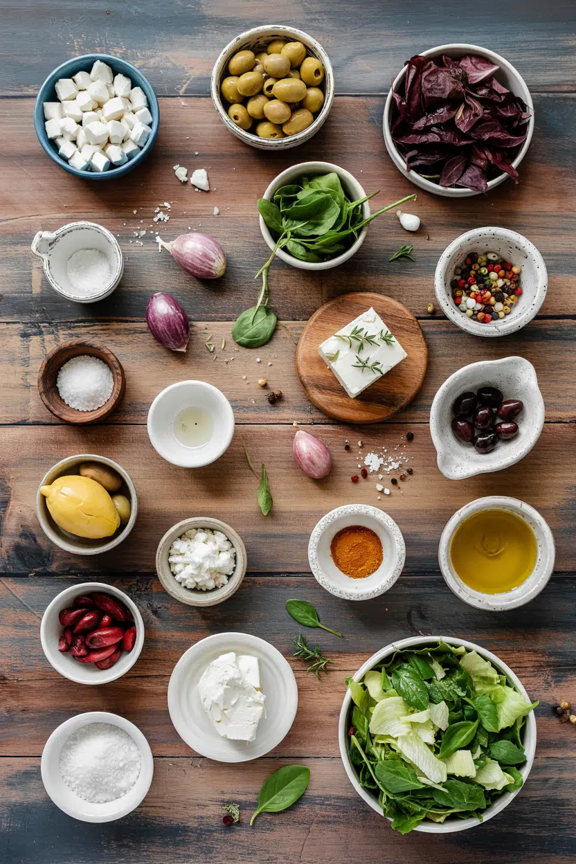Ingredients for Greek Salad with Feta and Olives