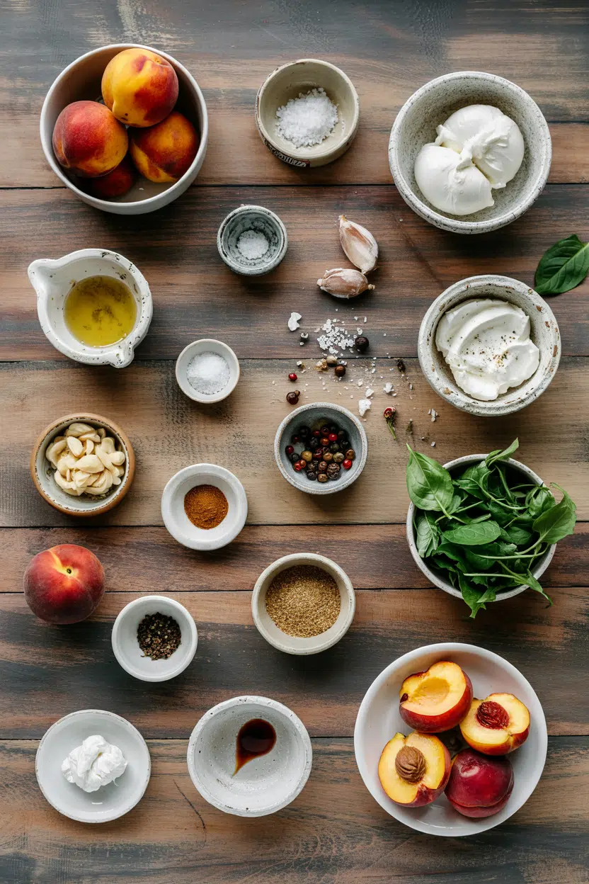 Ingredients for Grilled Peach and Burrata Salad