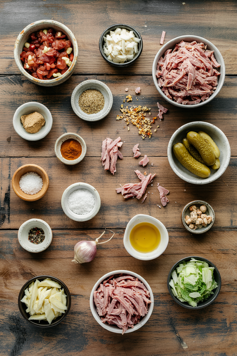 Ingredients for Ham Salad with Pickles
