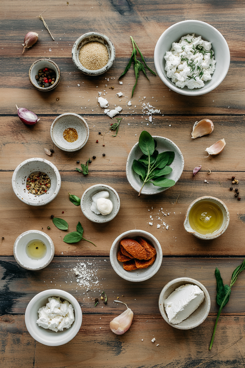 Ingredients for Herbed Goat Cheese Spread
