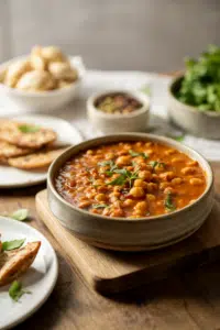 Indian Chana Masala served on a plate