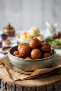 Indian Gulab Jamun served on a plate