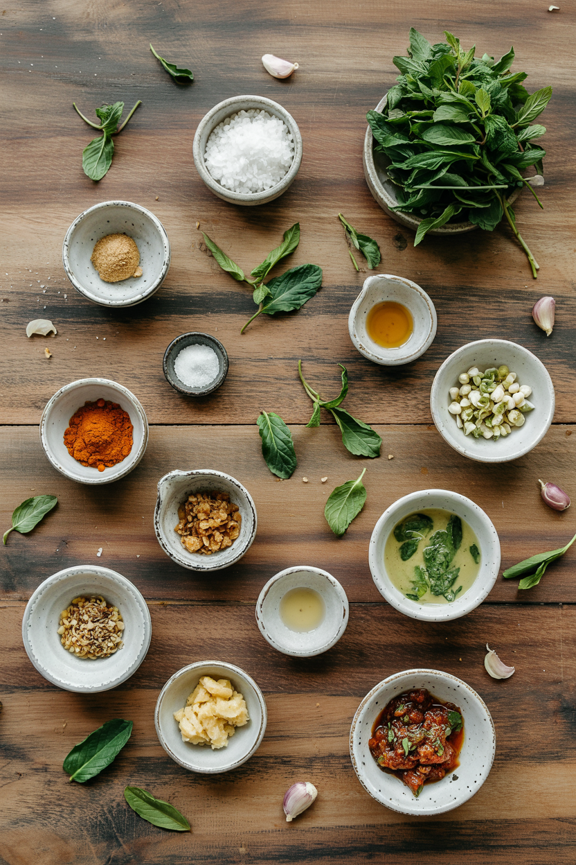 Ingredients for Indian Mint Cilantro Chutney