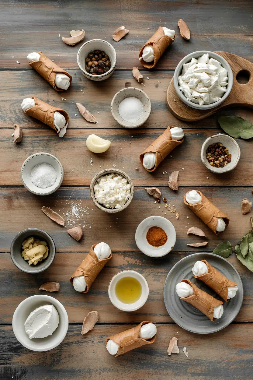 Ingredients for Italian Cannoli with Ricotta Filling