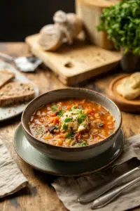 Italian Ribollita Soup served on a plate
