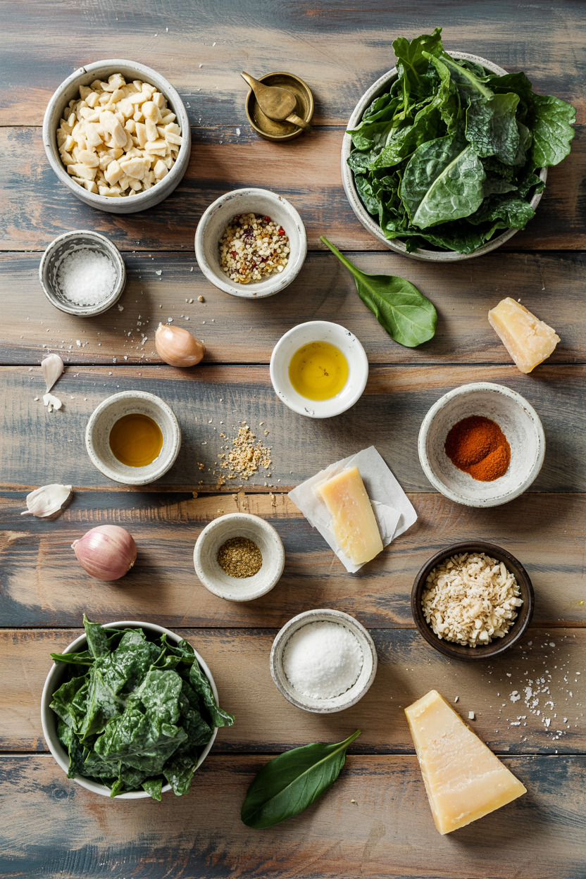 Ingredients for Kale Caesar Salad with Parmesan