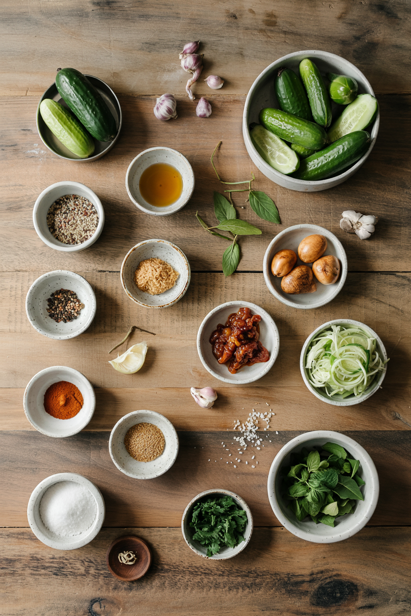 Ingredients for Korean Cucumber Salad (Oi Muchim)