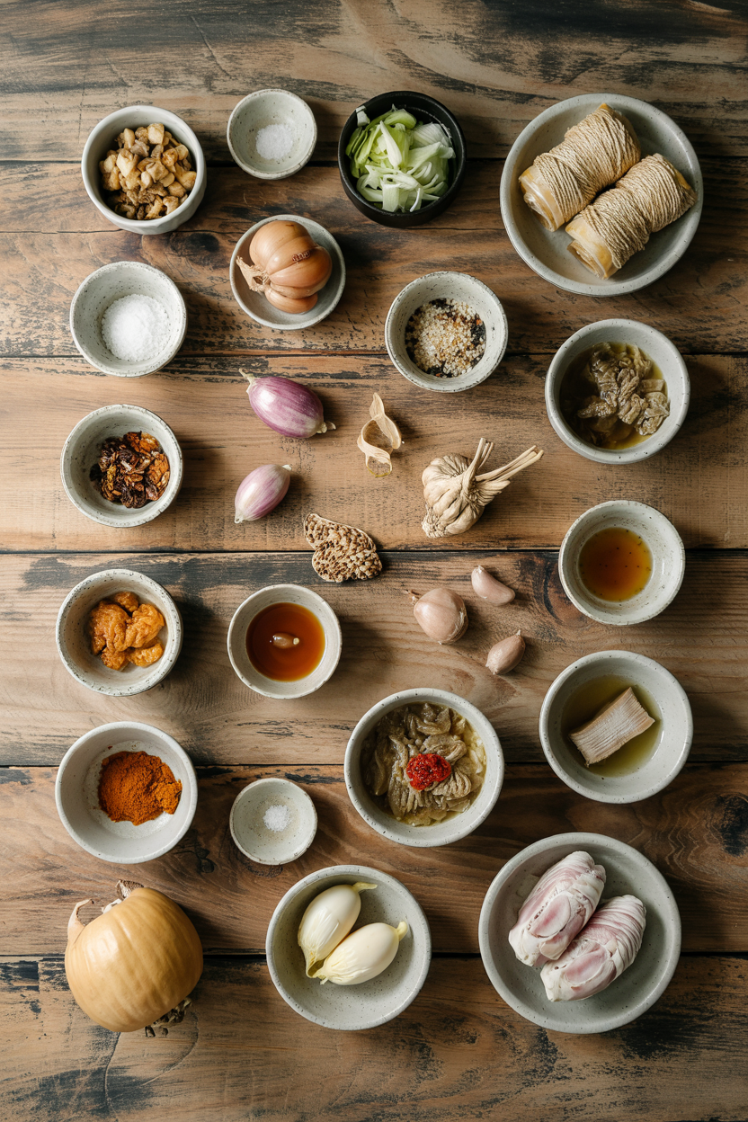 Ingredients for Korean Samgyetang Ginseng Chicken Soup