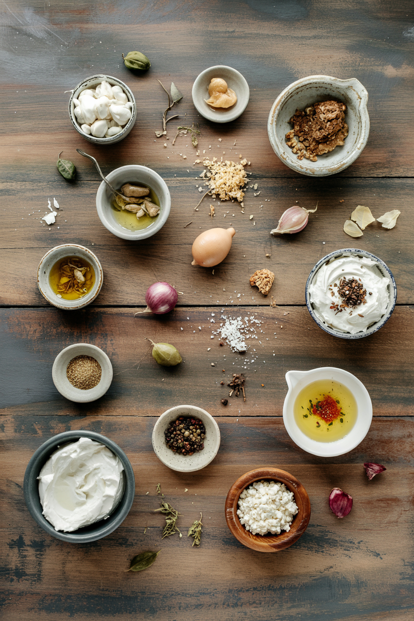 Ingredients for Labneh with Olive Oil and Za’atar