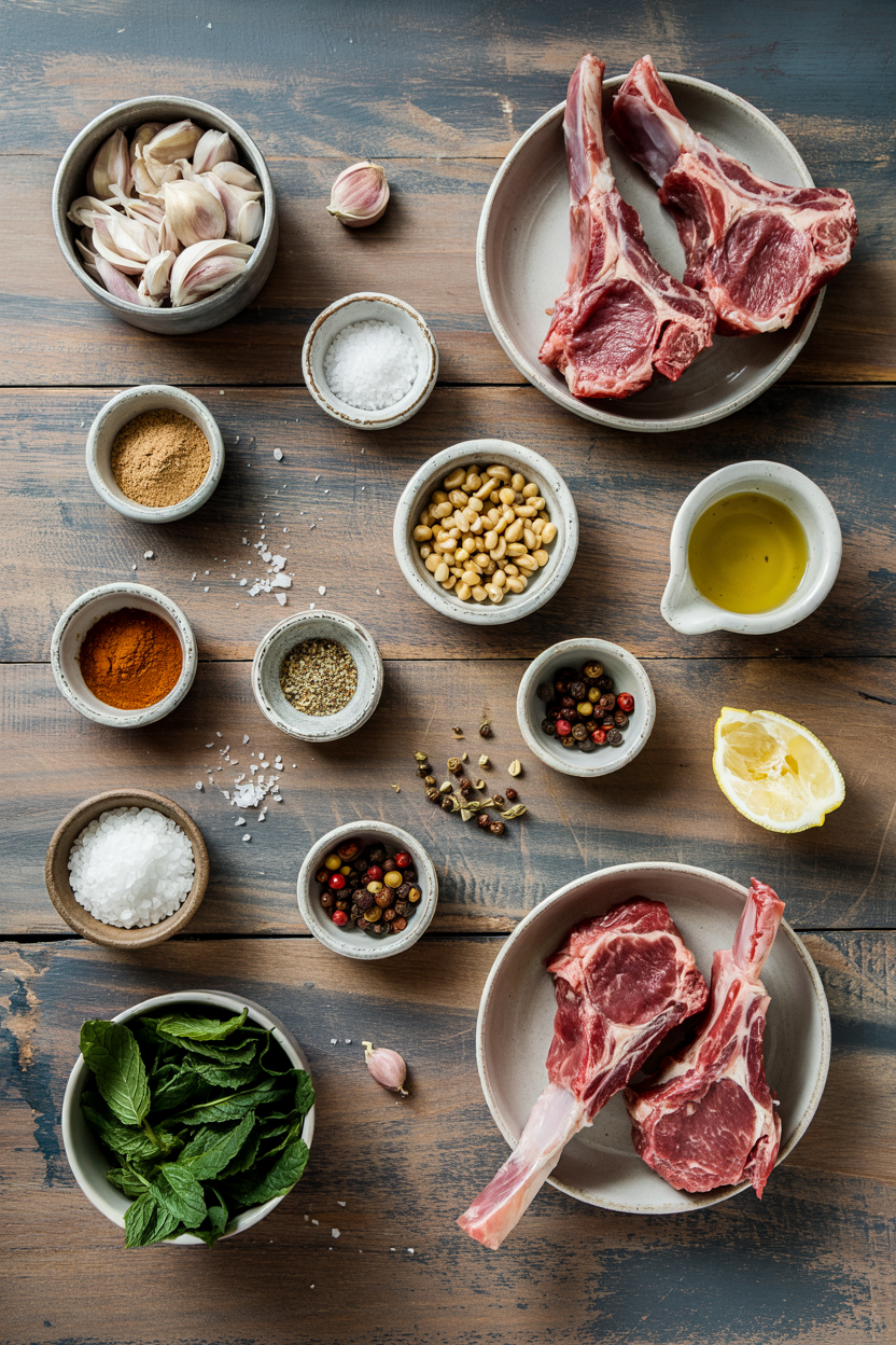 Ingredients for Lamb Chops with Mint Sauce