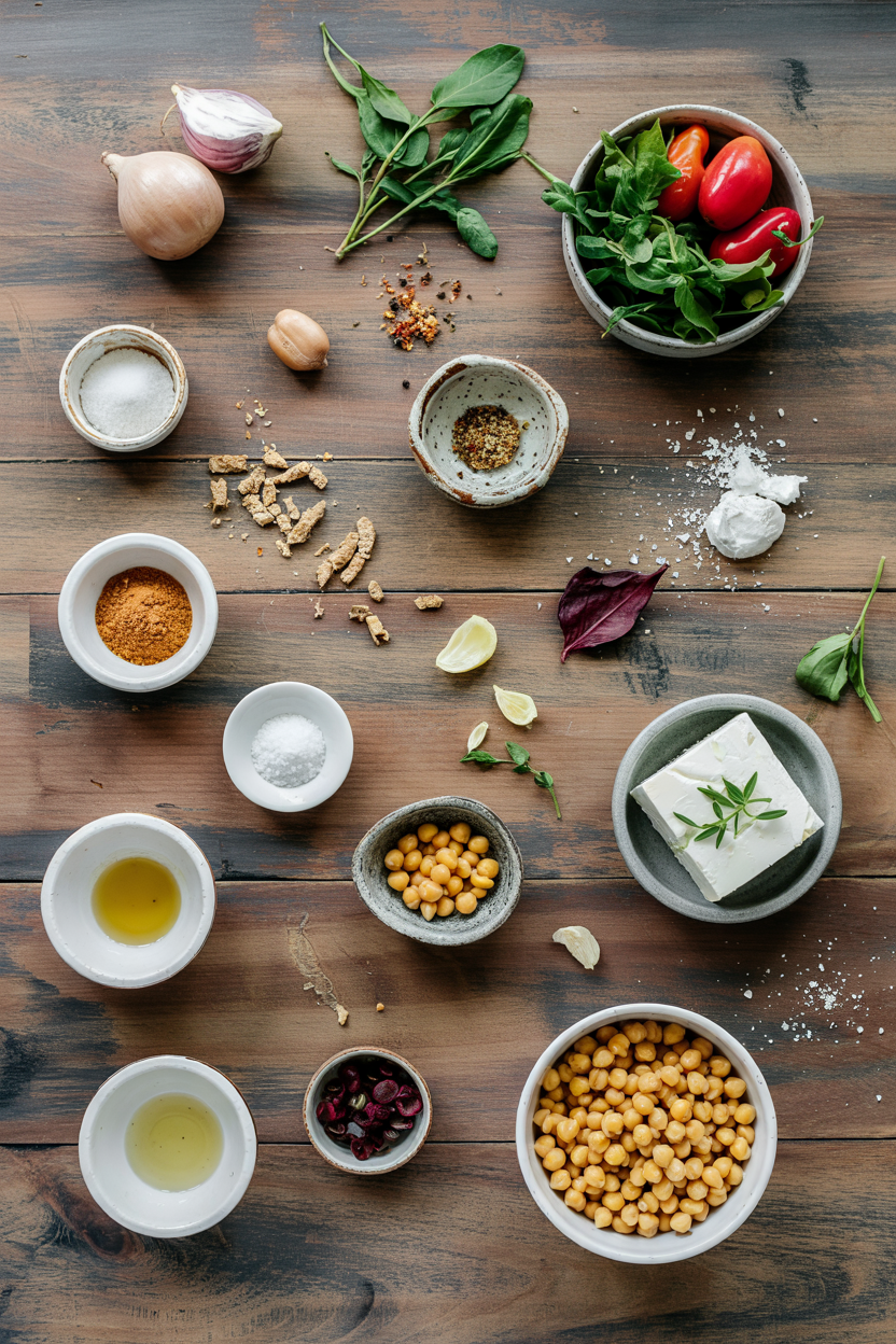 Ingredients for Mediterranean Chickpea Salad with Feta