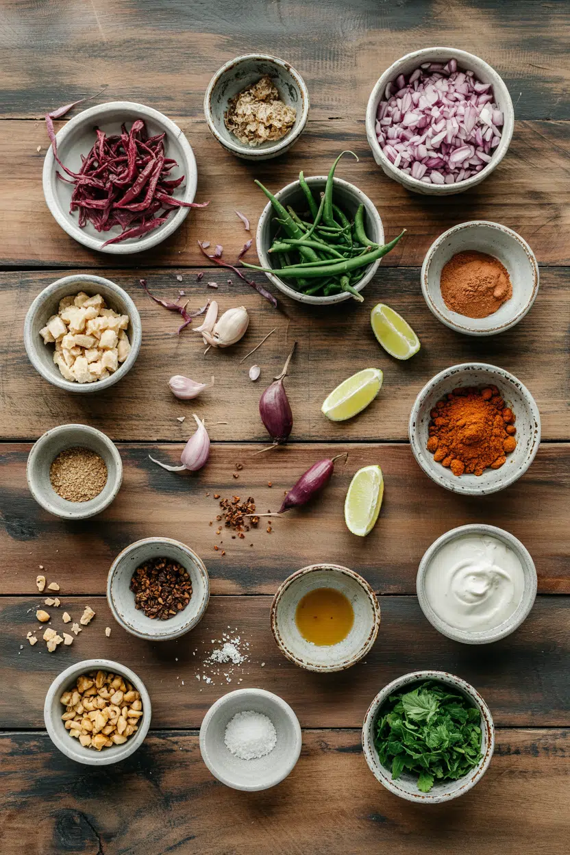 Ingredients for Mexican Rajas con Crema