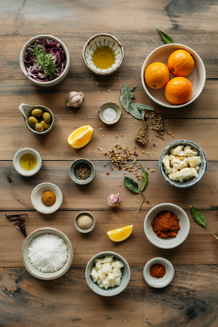 Ingredients for Moroccan Orange and Olive Salad