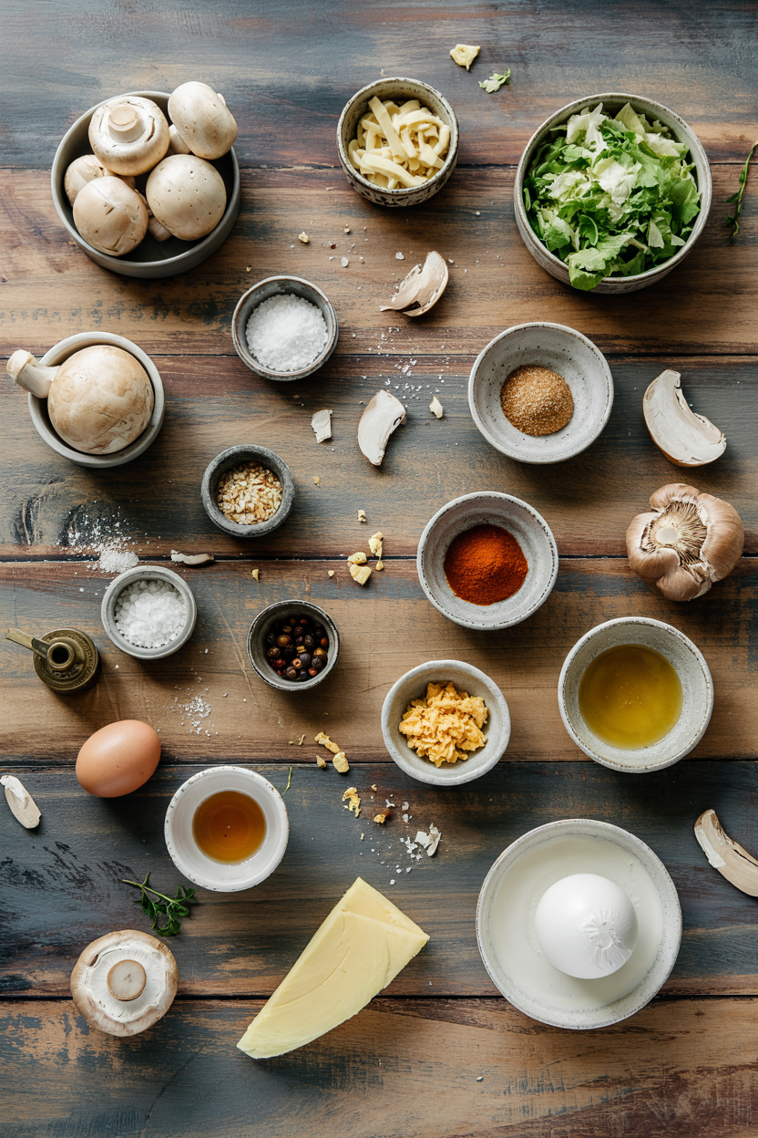 Ingredients for Mushroom and Swiss Omelet