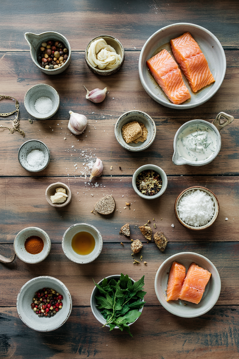 Ingredients for Pan-Seared Salmon with Dill Sauce