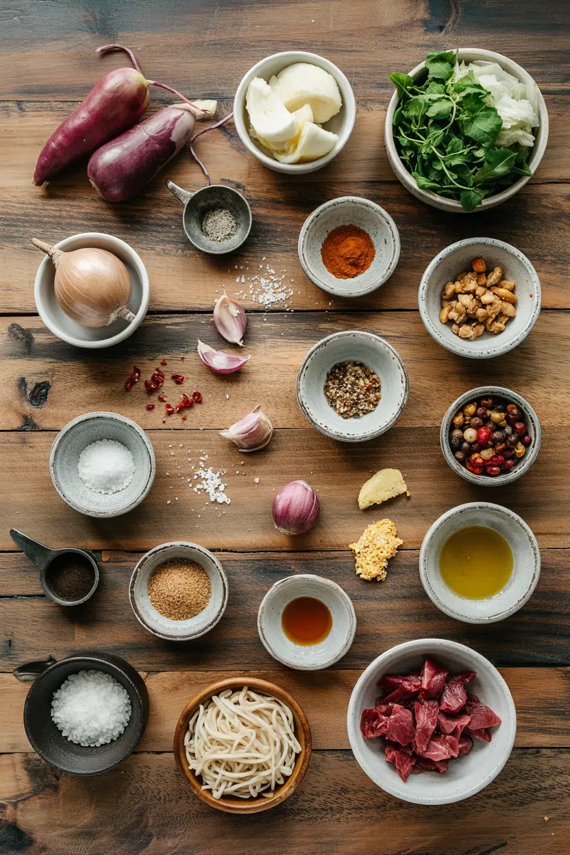Ingredients for Peruvian Lomo Saltado