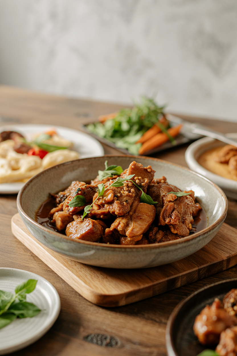 Pork Belly Adobo served on a plate