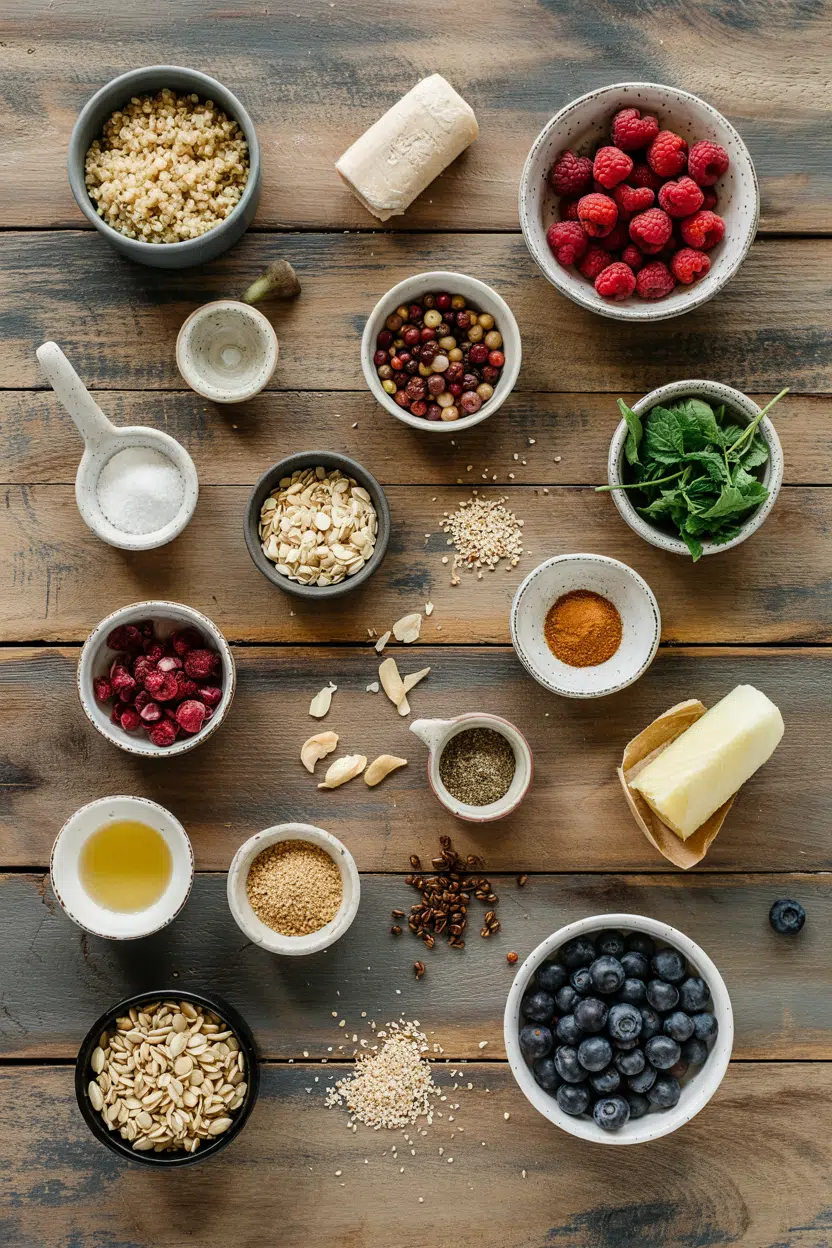 Ingredients for Quinoa Breakfast Bowl with Berries