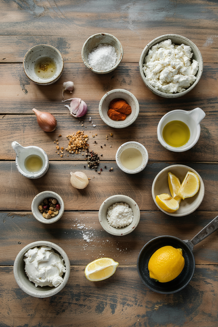 Ingredients for Ricotta with Lemon and Olive Oil
