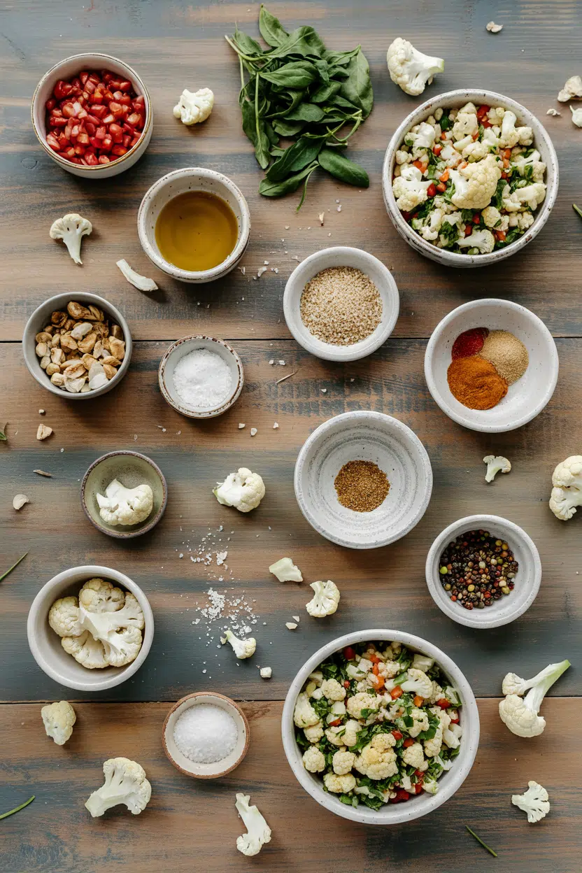 Ingredients for Roasted Cauliflower Tabbouleh