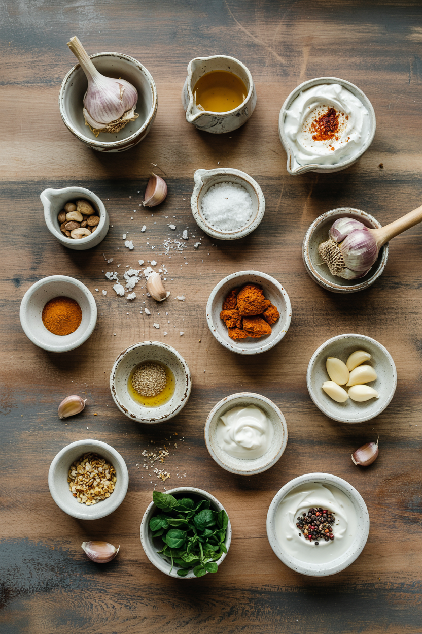 Ingredients for Roasted Garlic Yogurt Dip