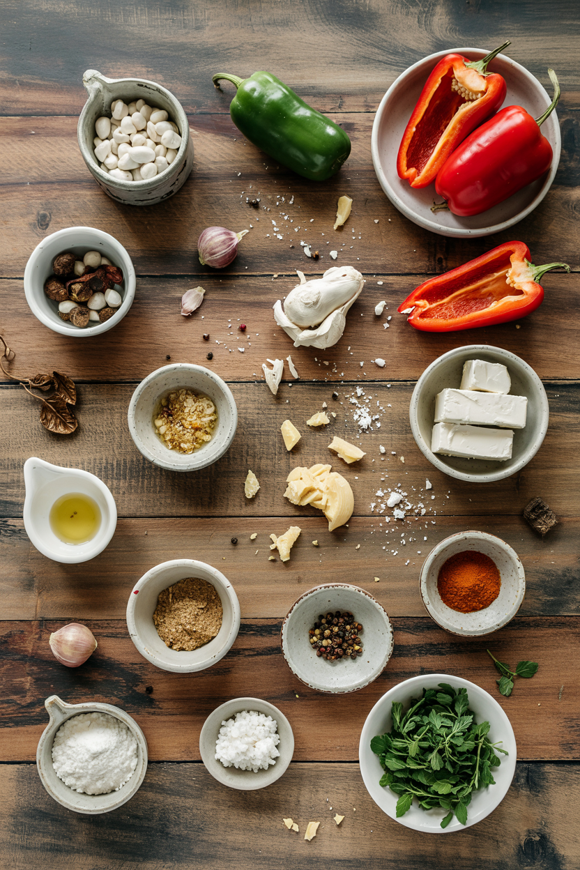 Ingredients for Roasted Red Pepper Feta Dip