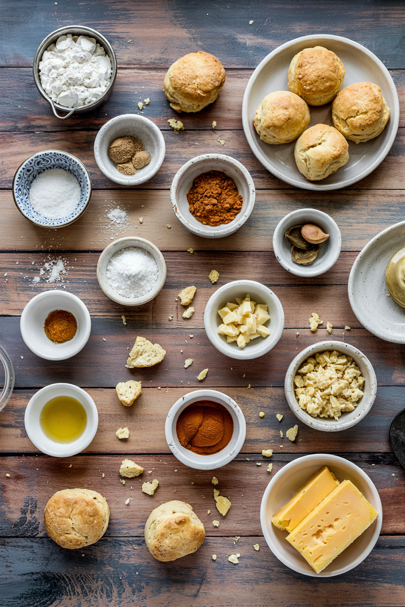 Ingredients for Savory Breakfast Scones with Cheddar