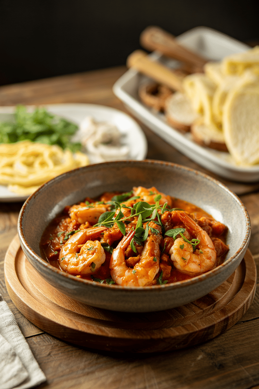 Shrimp Fra Diavolo served on a plate