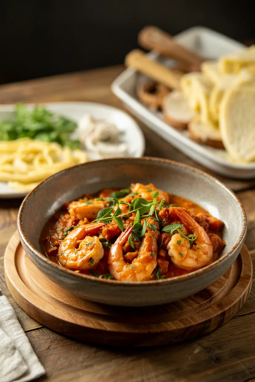 Shrimp Fra Diavolo served on a plate