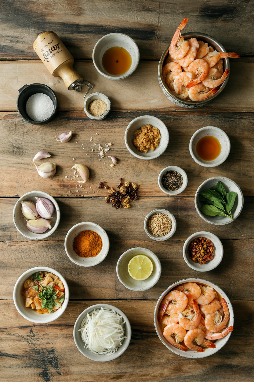 Ingredients for Shrimp Laksa Malaysian-Style