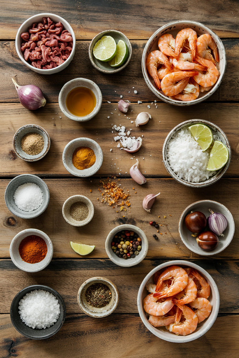 Ingredients for Shrimp Veracruz Mexican-Style