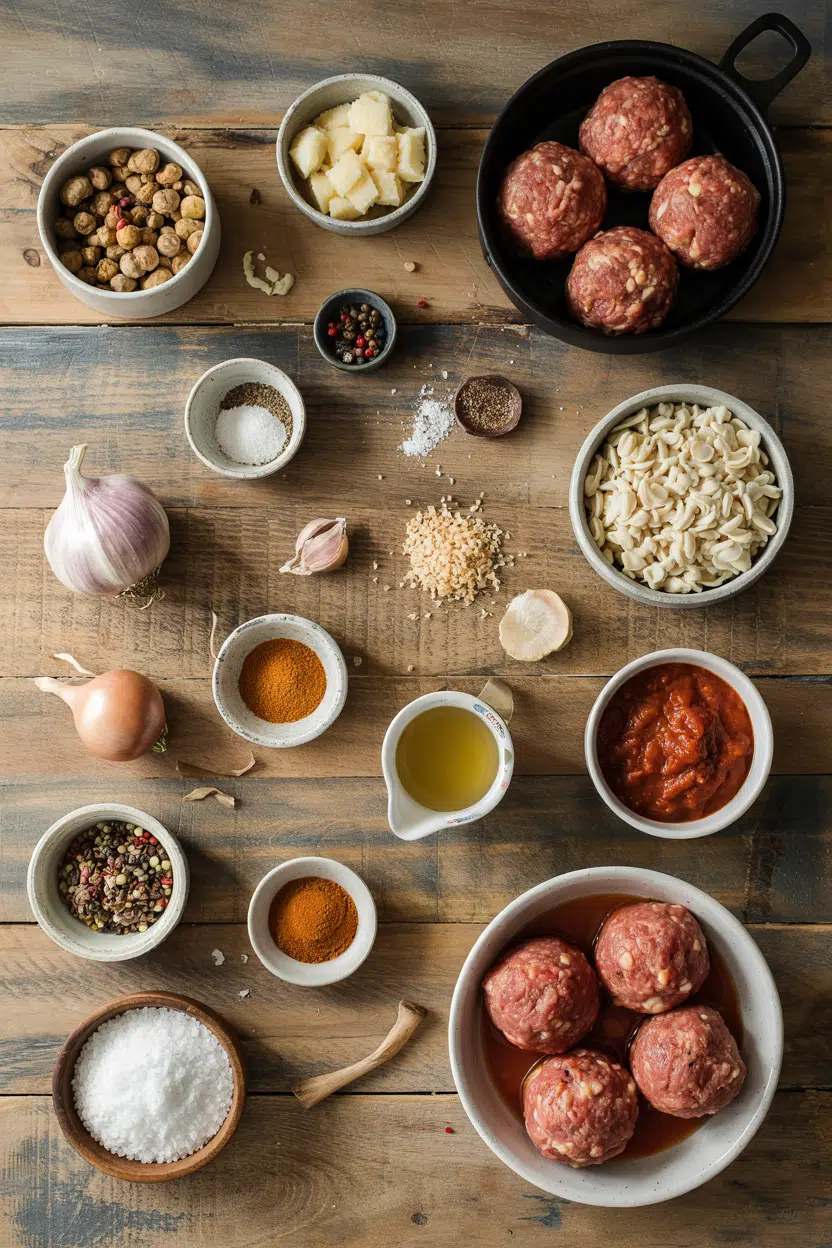 Ingredients for Slow Cooker Meatballs in Tomato Sauce