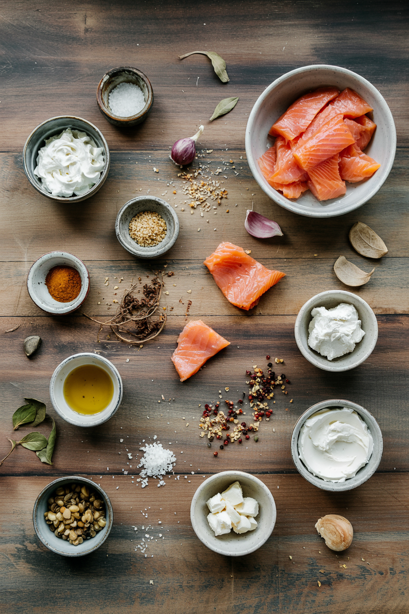 Ingredients for Smoked Salmon Dip with Cream Cheese