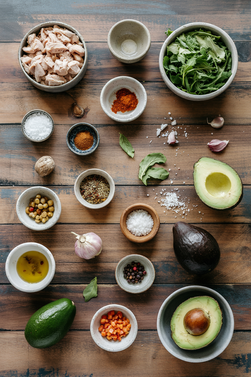 Ingredients for Southwest Chicken Salad with Avocado