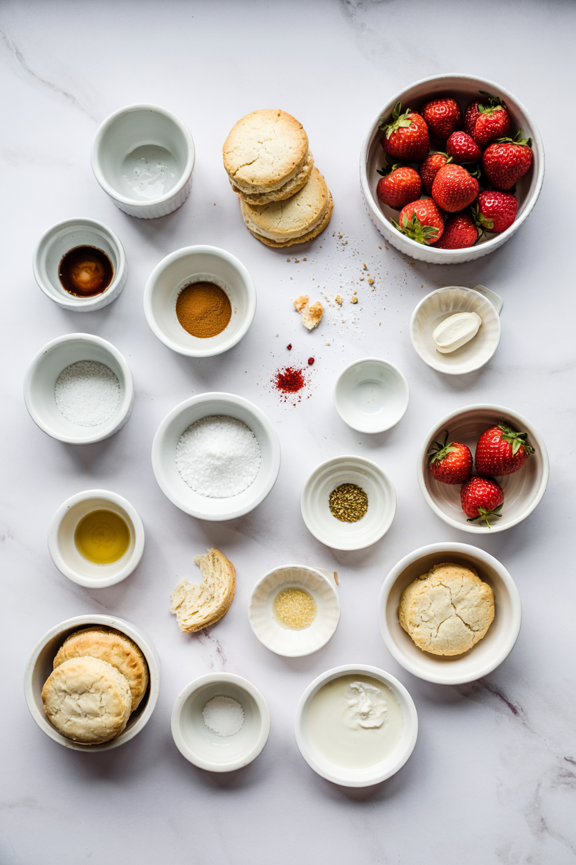 Ingredients for Strawberry Shortcake with Biscuits
