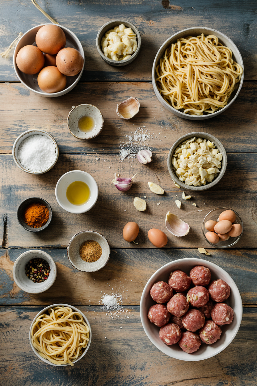 Ingredients for Swedish Meatballs with Egg Noodles