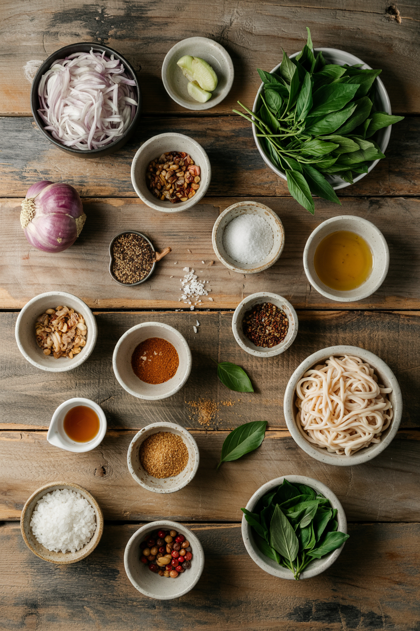 Ingredients for Thai Basil Chicken (Pad Krapow Gai)