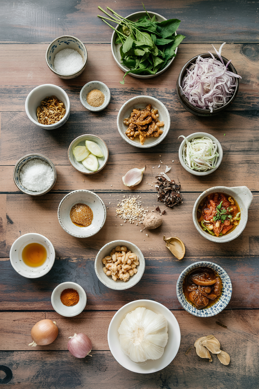 Ingredients for Vietnamese Bun Bo Hue