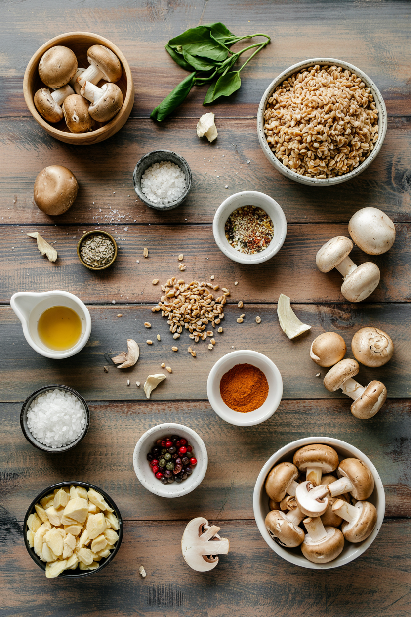 Ingredients for Warm Farro Salad with Mushrooms