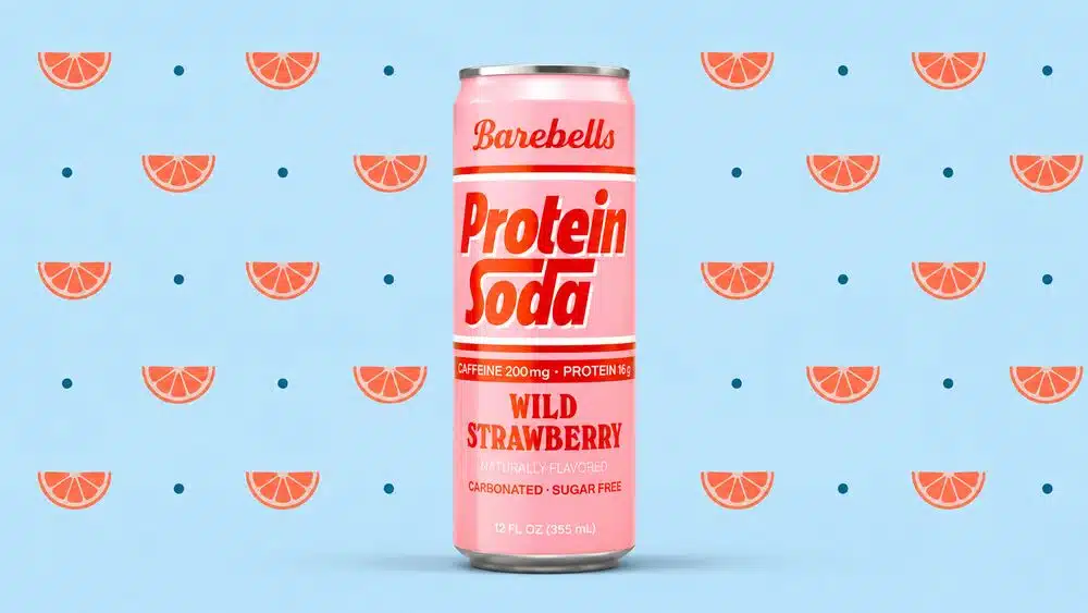 Barebells Wild Strawberry protein soda can
