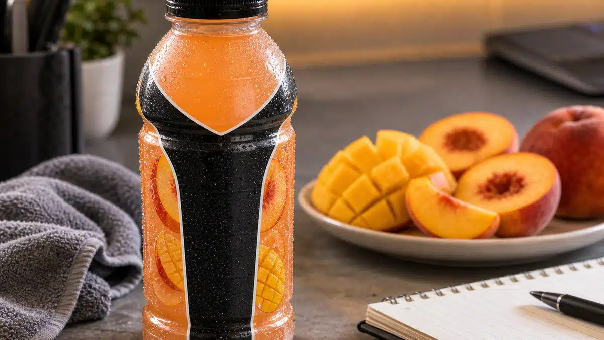 AI product-style photo of BODYARMOR LYTE Peach Mango for best body armor flavors