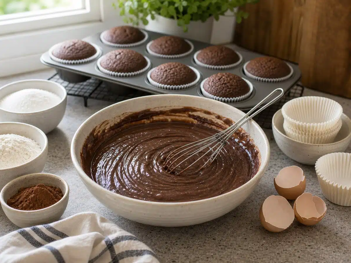 Chocolate cake mix baking setup for best boxed chocolate cake mix