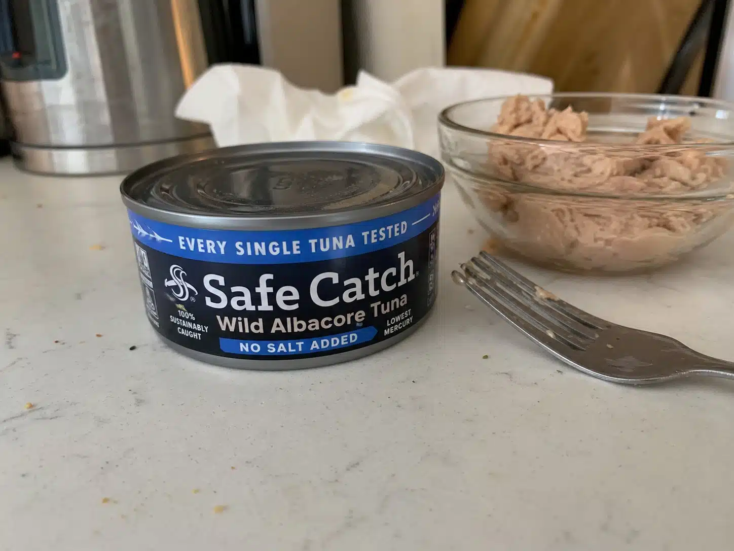 AI product-style photo of Safe Catch albacore tuna for best canned fish