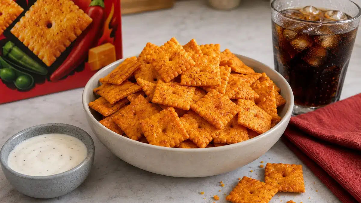 AI product-style photo of Cheez-It Hot & Spicy for best Cheez-It flavor