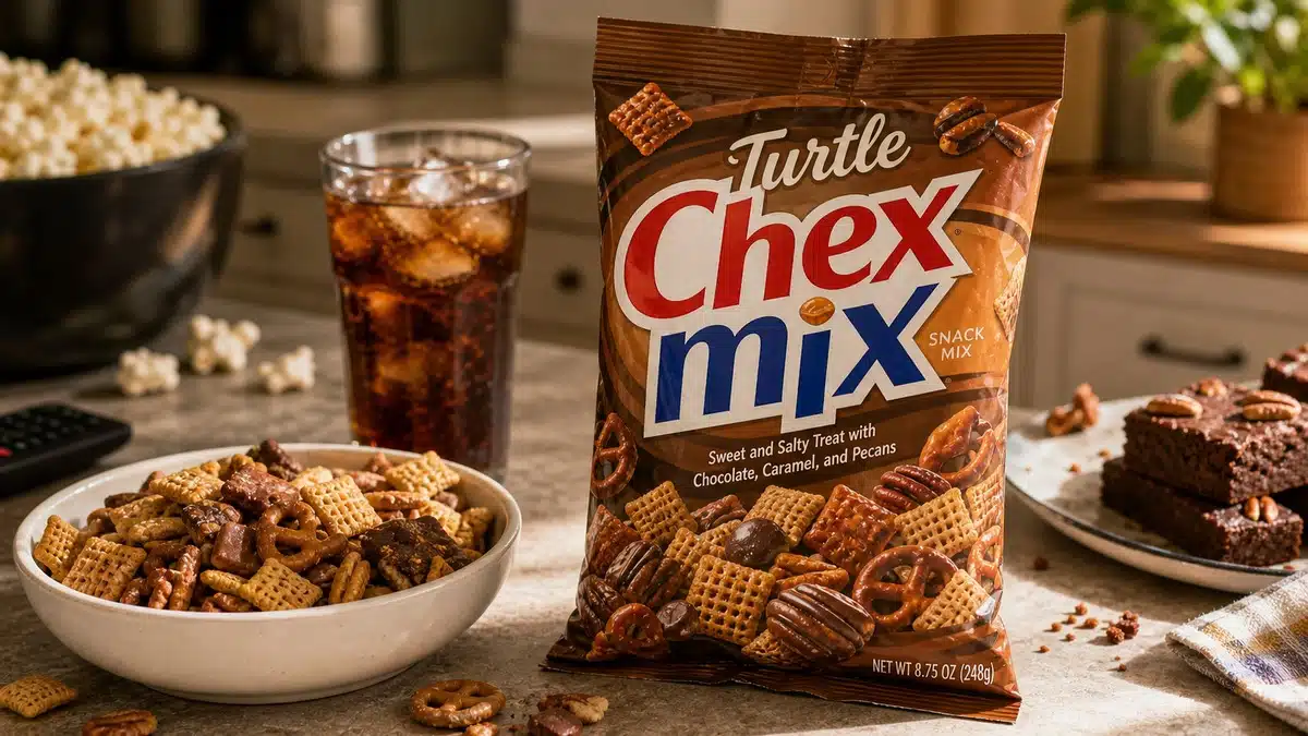AI product-style photo of Chex Mix Turtle for best chex mix flavors